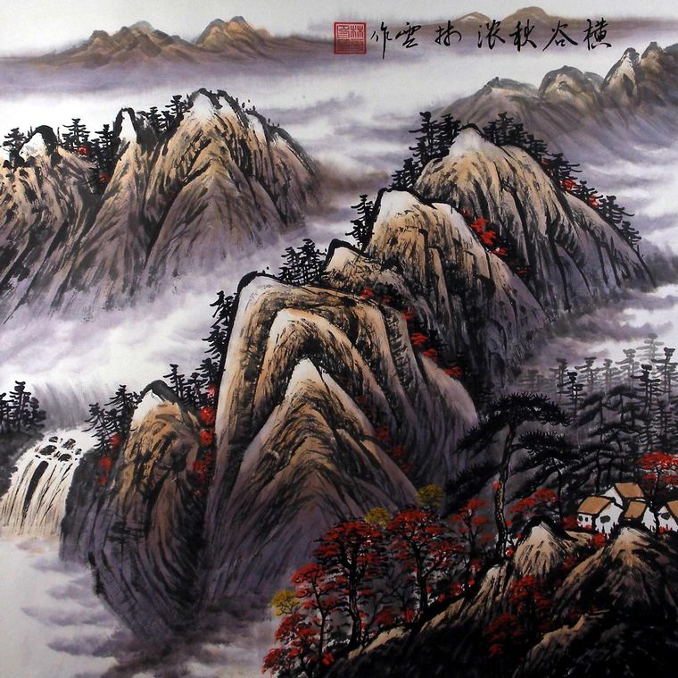 斗方山水畫